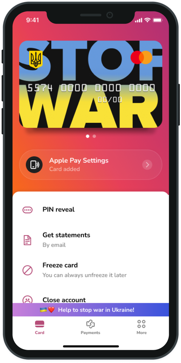 mobile app image with stop war label